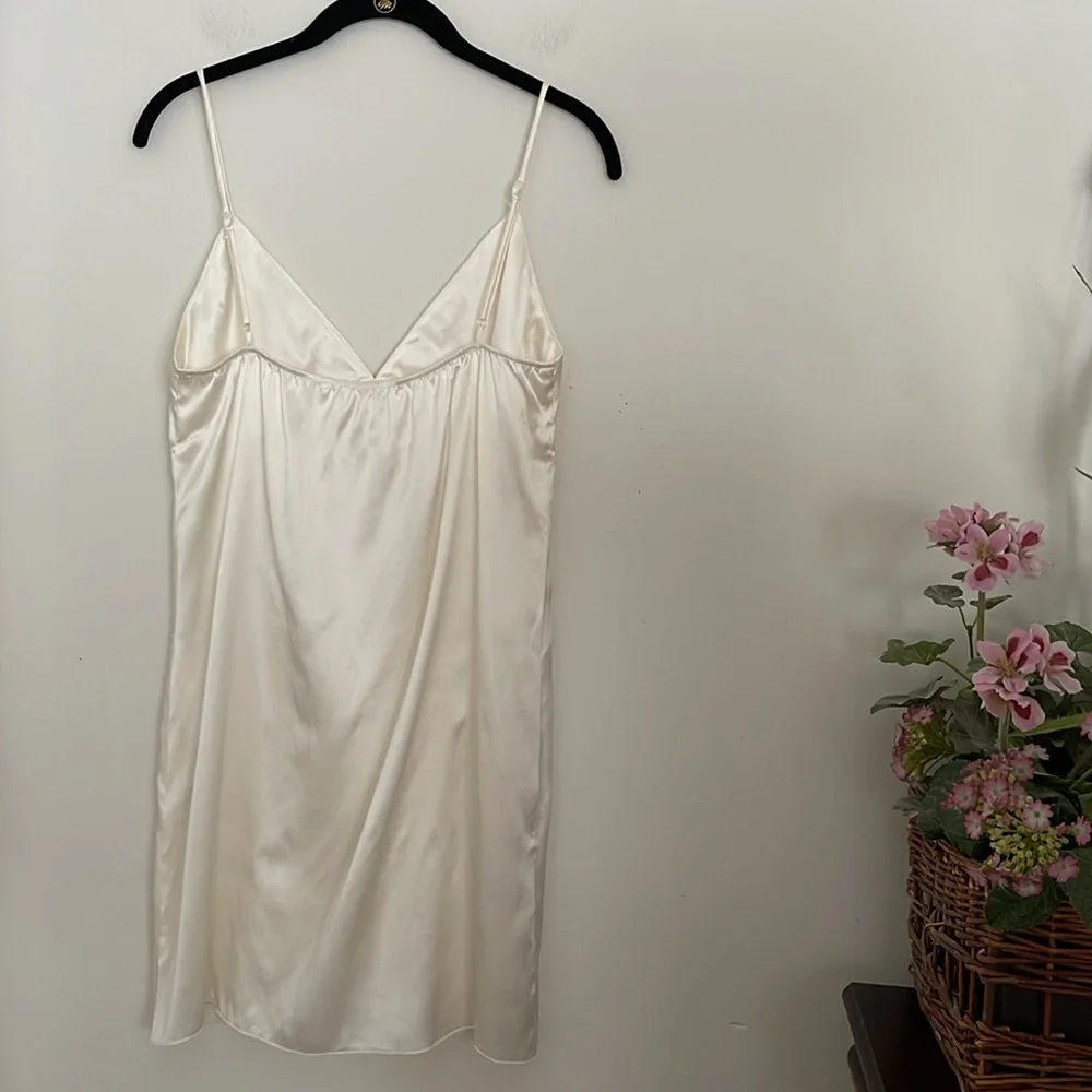 Elegant Cream Silky Slip Dress